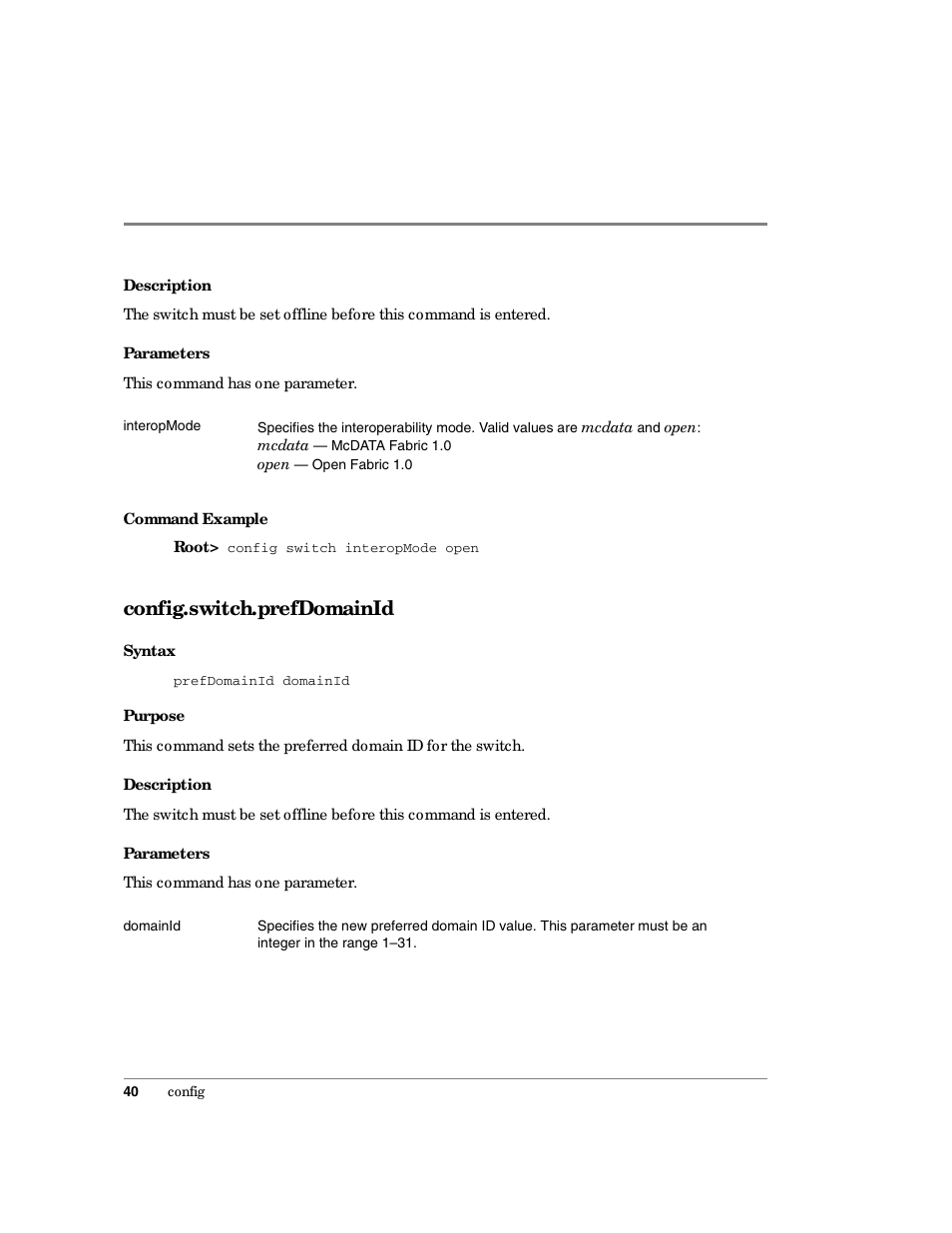 Config.switch.prefdomainid | HP Surestore 64 Director Switch User Manual | Page 52 / 150