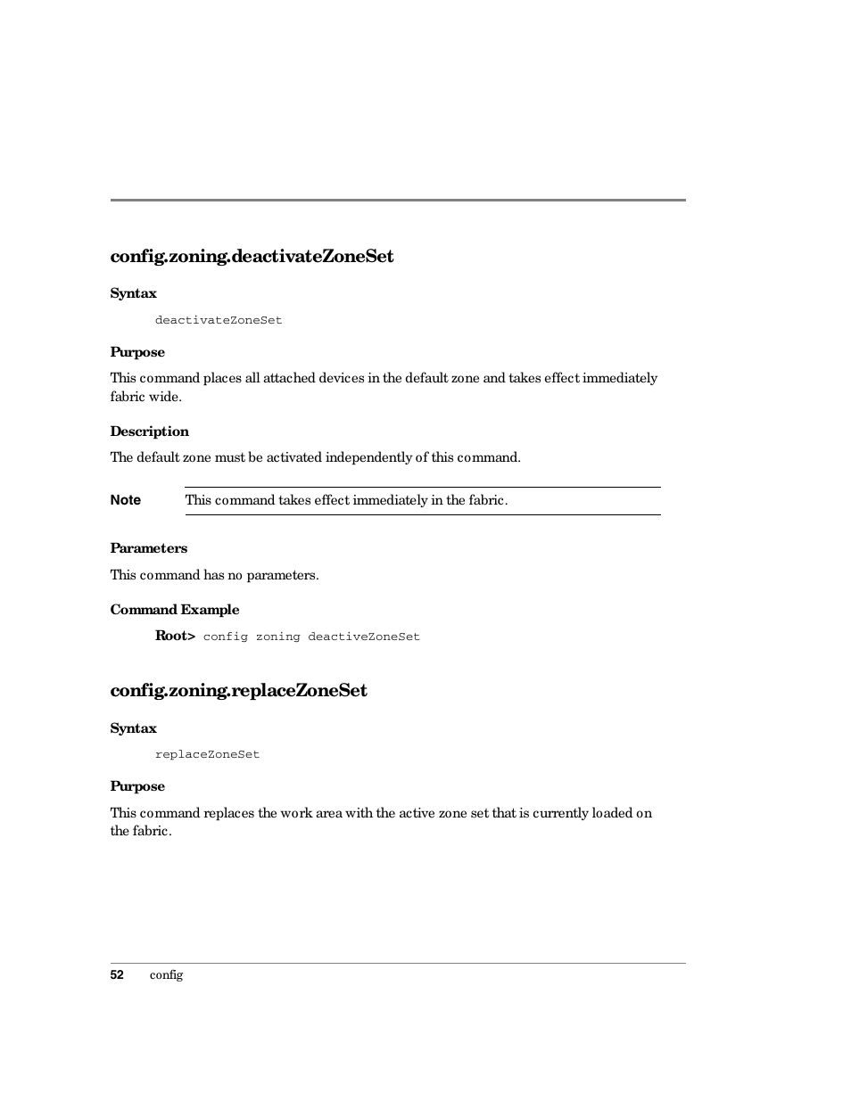 Config.zoning.deactivatezoneset, Config.zoning.replacezoneset | HP Surestore 64 Director Switch User Manual | Page 64 / 150