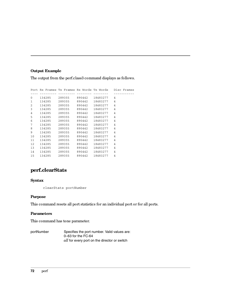 Perf.clearstats | HP Surestore 64 Director Switch User Manual | Page 84 / 150