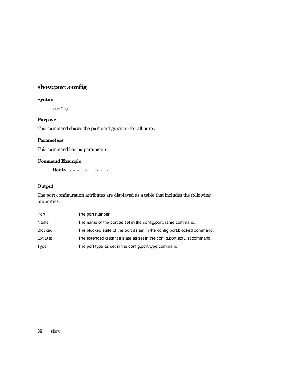 Show.port.config | HP Surestore 64 Director Switch User Manual | Page 98 / 150