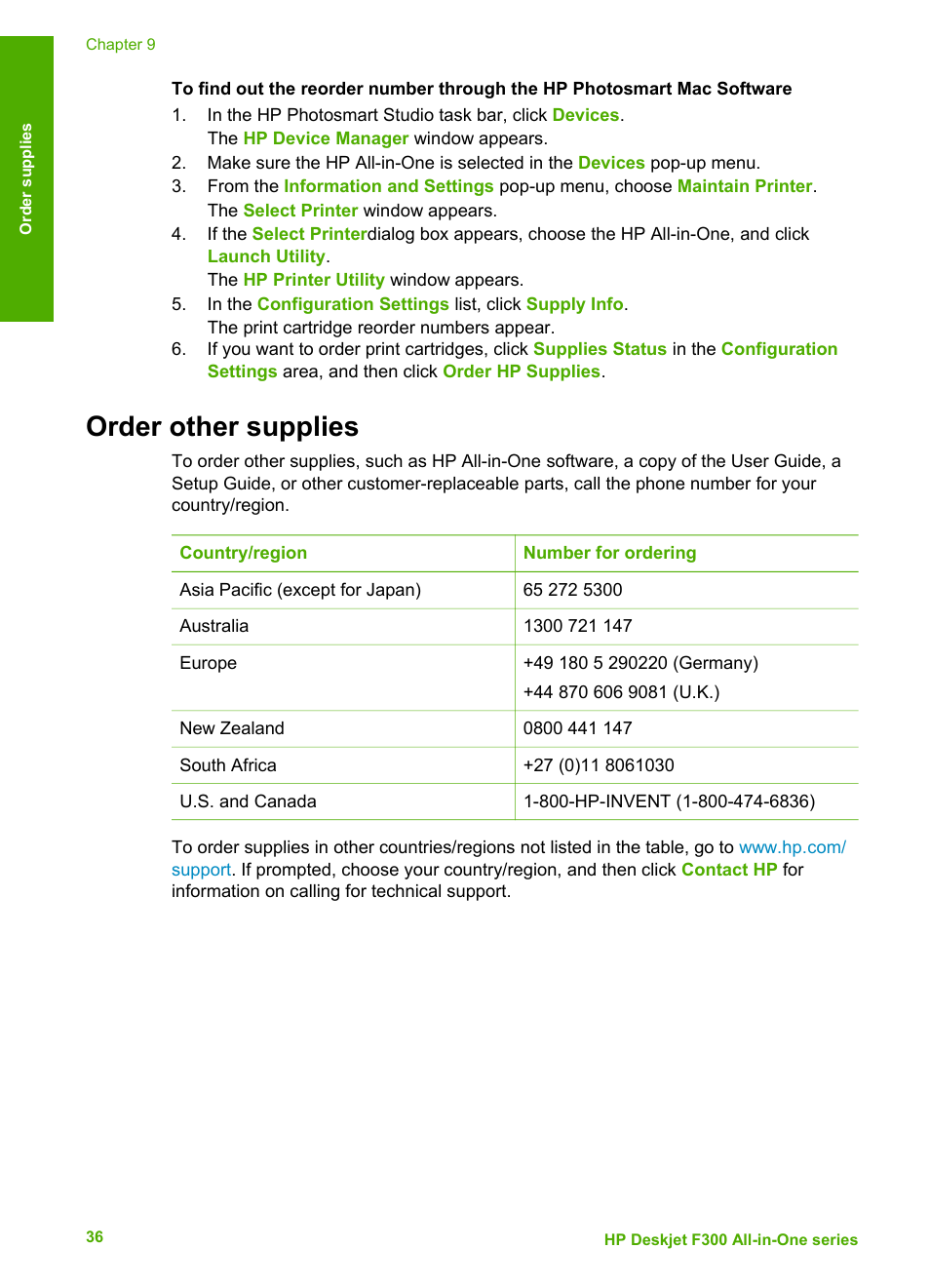 Order other supplies | HP Deskjet F375 All-in-One Printer User Manual | Page 39 / 69