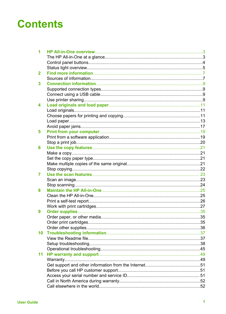 HP Deskjet F375 All-in-One Printer User Manual | Page 4 / 69