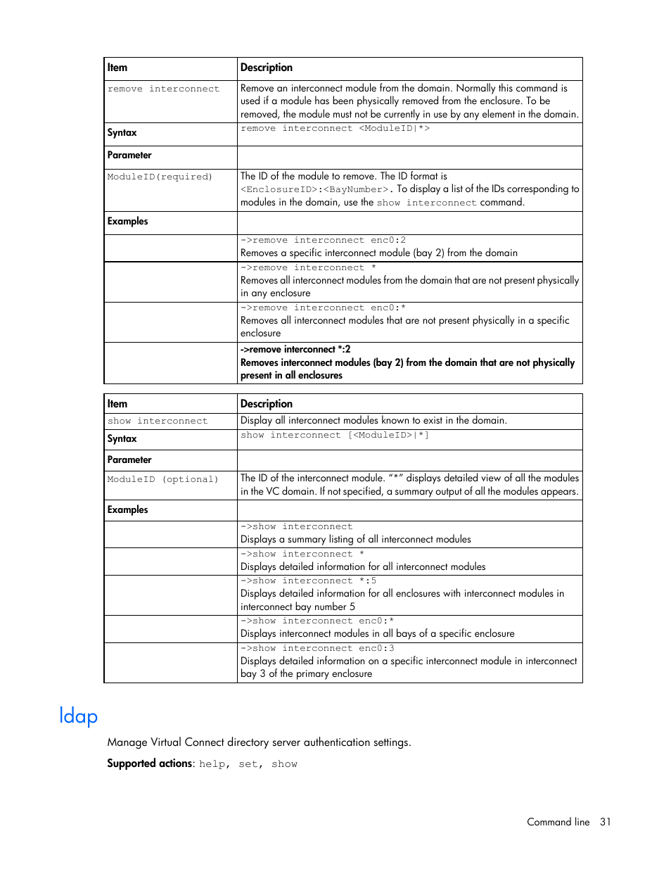 Ldap | HP Virtual Connect Flex-10 10Gb Ethernet Module for c-Class BladeSystem User Manual | Page 31 / 106