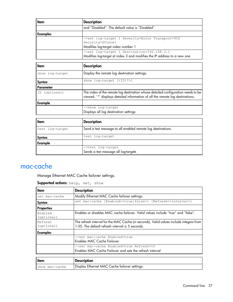 Mac-cache | HP Virtual Connect Flex-10 10Gb Ethernet Module for c-Class BladeSystem User Manual | Page 37 / 106