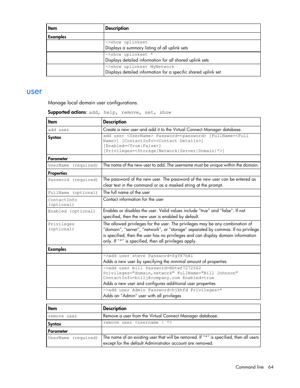 User | HP Virtual Connect Flex-10 10Gb Ethernet Module for c-Class BladeSystem User Manual | Page 64 / 106