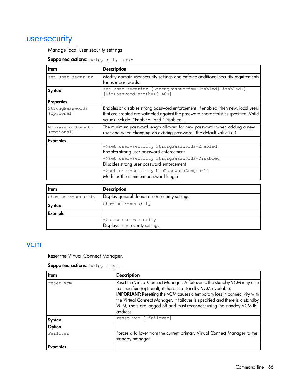 User-security | HP Virtual Connect Flex-10 10Gb Ethernet Module for c-Class BladeSystem User Manual | Page 66 / 106