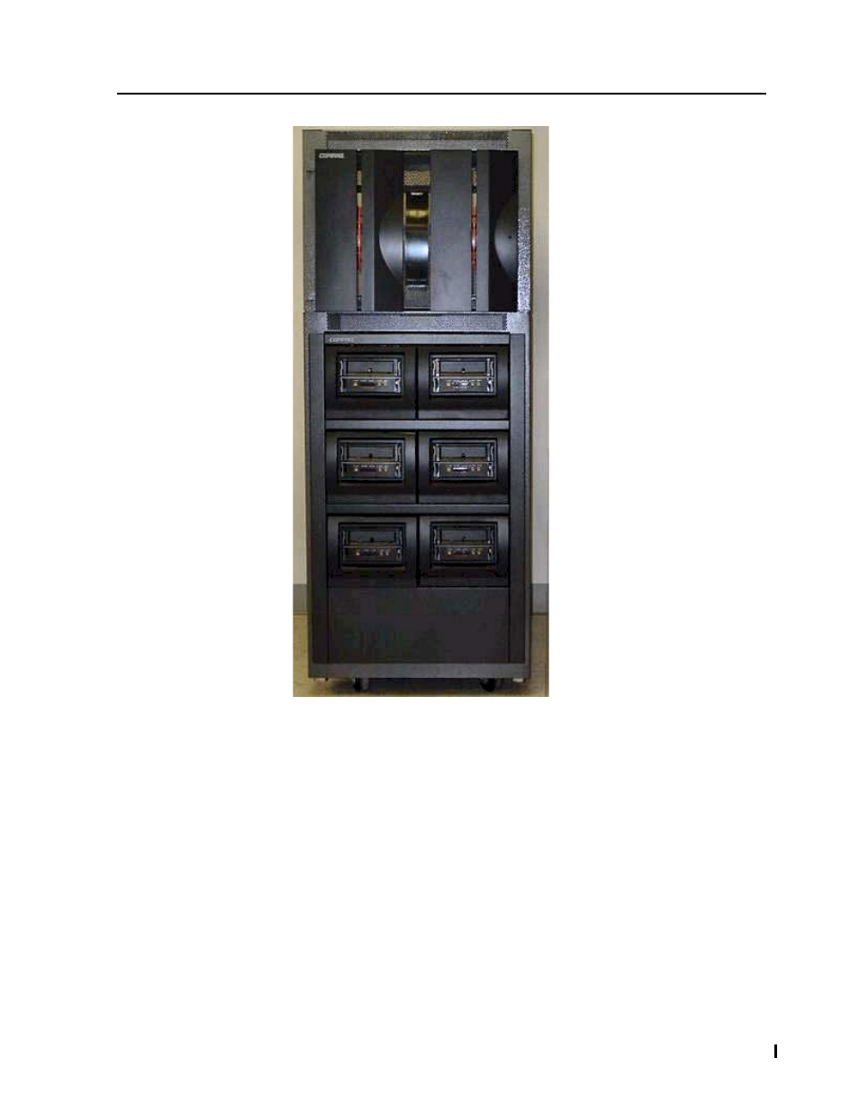 Figure 1-6, 7291 enclosure on top of a tape drive enclosure, Losure | HP Integrity NonStop H-Series User Manual | Page 24 / 57