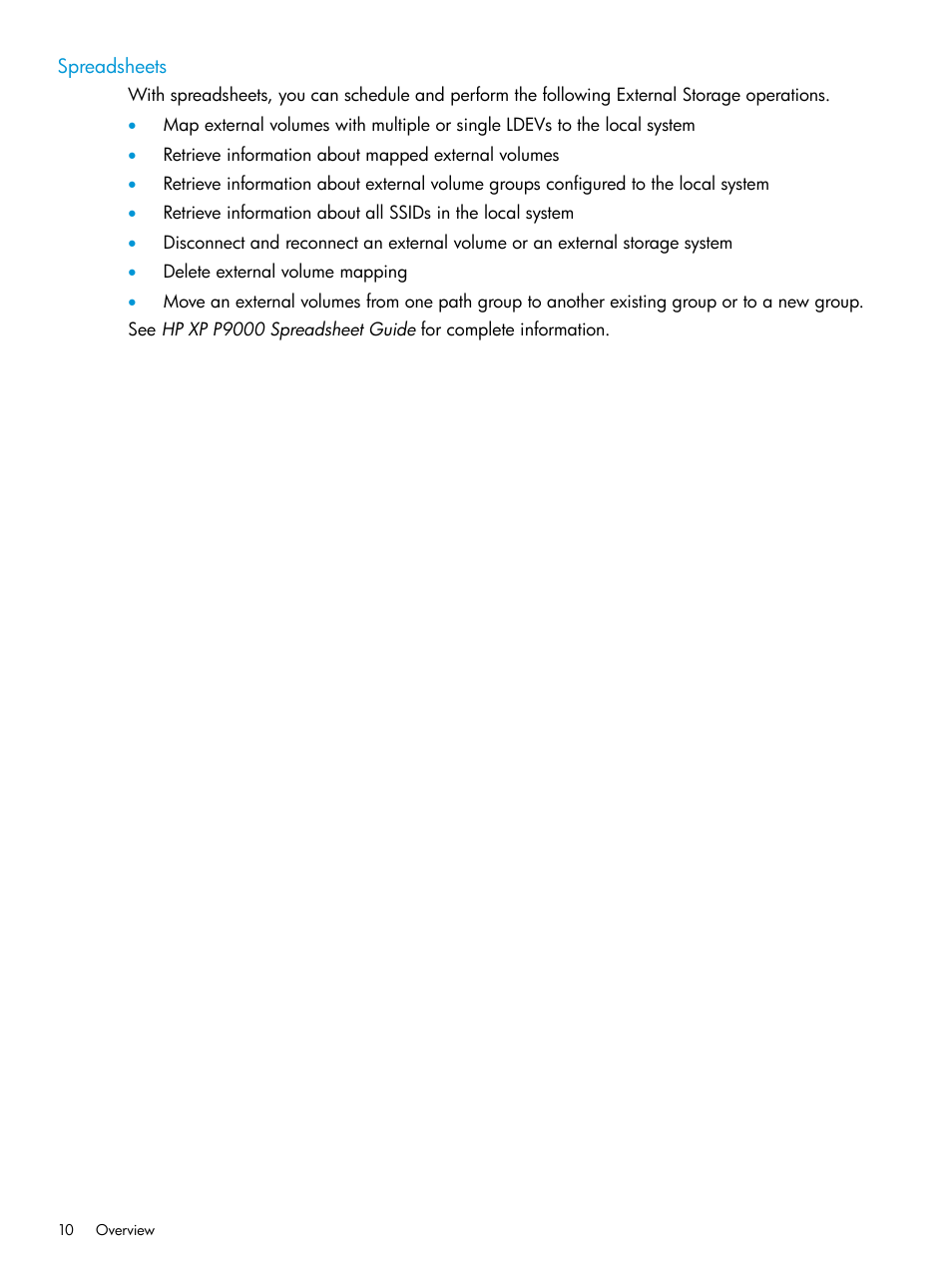 Spreadsheets | HP XP P9500 Storage User Manual | Page 10 / 122