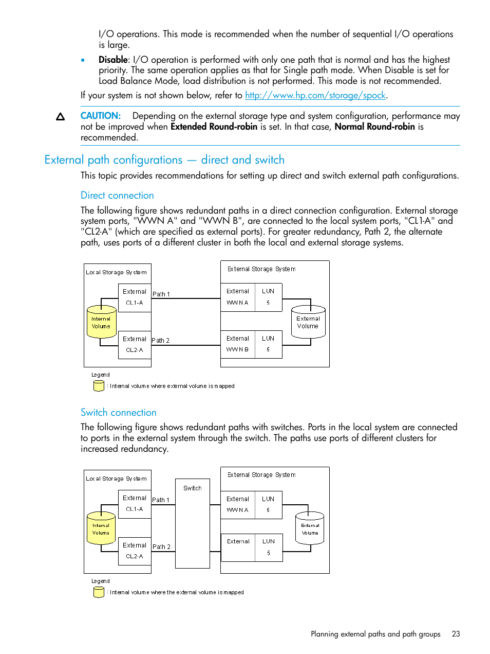 External path configurations — direct and switch | HP XP P9500 Storage User Manual | Page 23 / 122