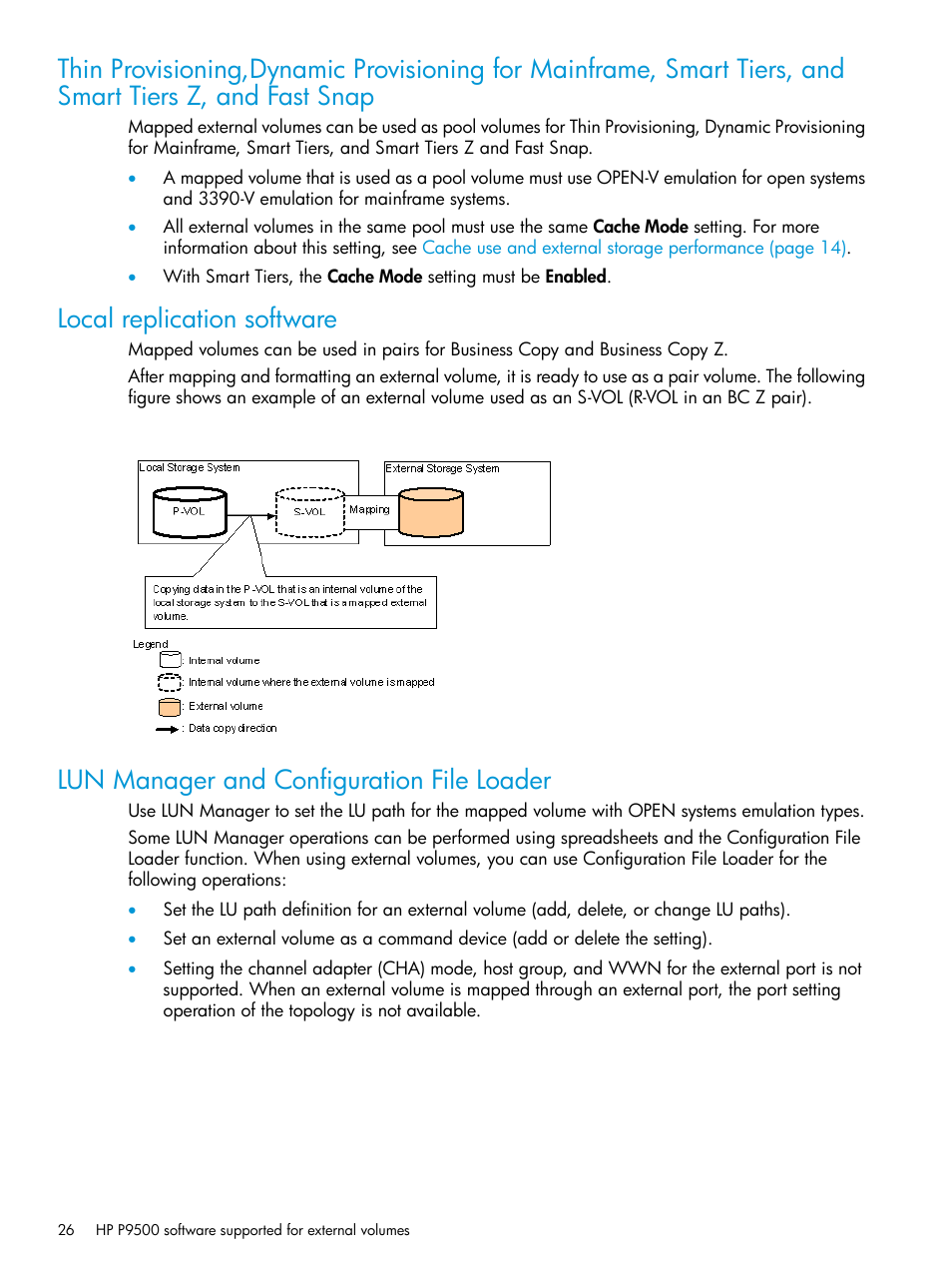 Local replication software, Lun manager and configuration file loader | HP XP P9500 Storage User Manual | Page 26 / 122