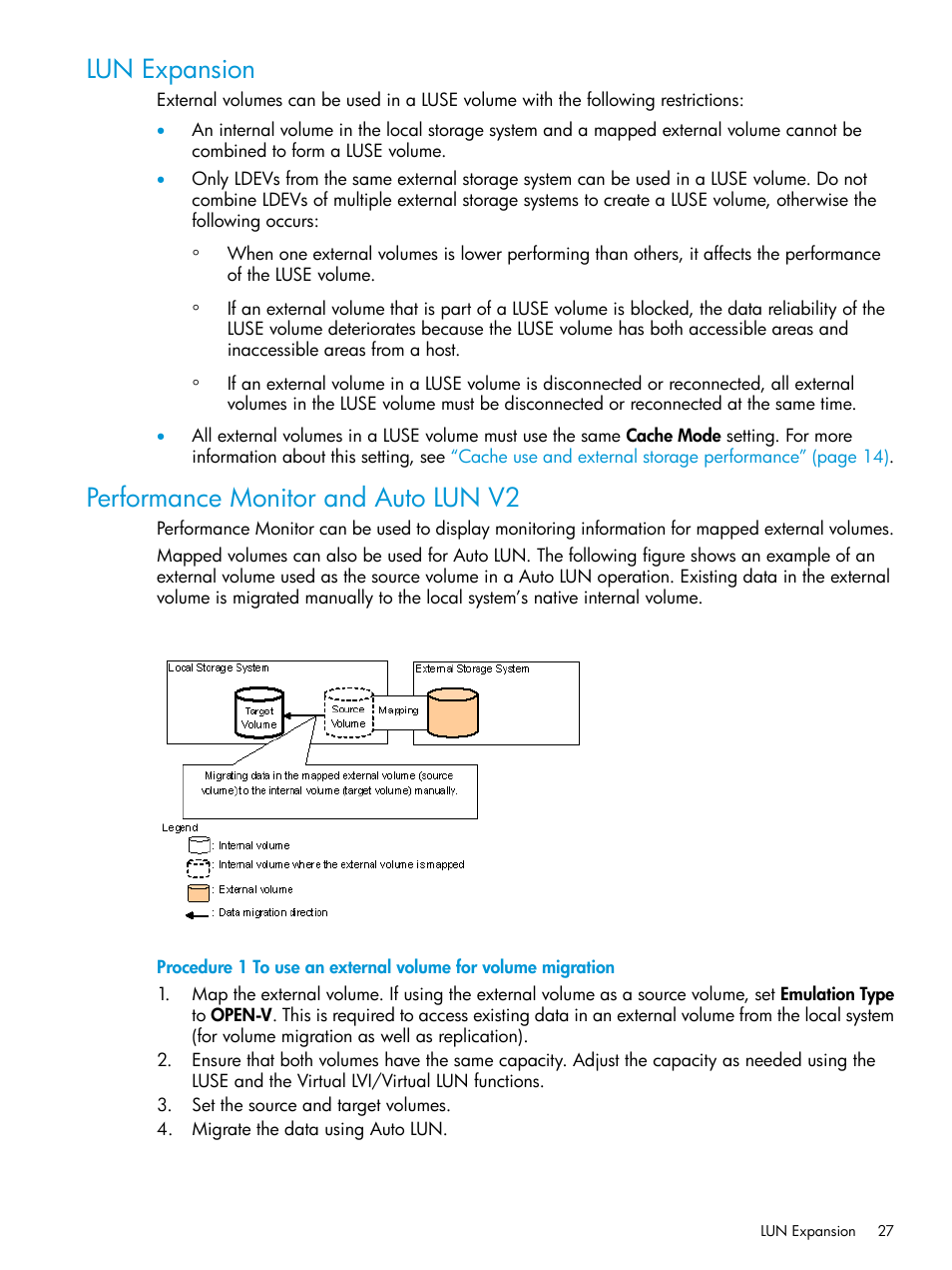 Lun expansion, Performance monitor and auto lun v2, Lun expansion performance monitor and auto lun v2 | HP XP P9500 Storage User Manual | Page 27 / 122