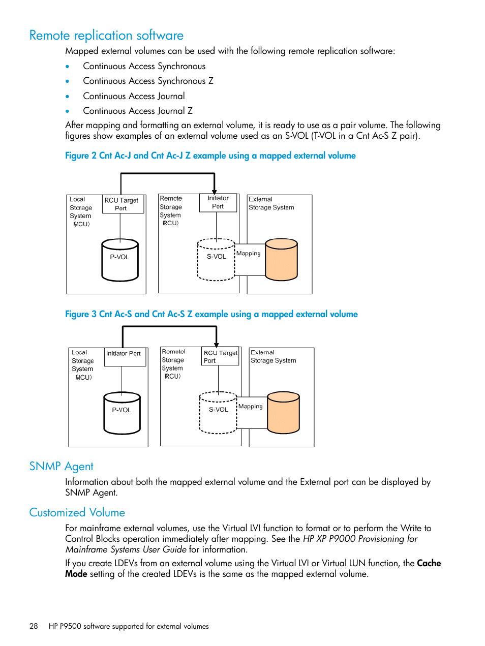 Remote replication software, Snmp agent, Customized volume | Snmp agent customized volume | HP XP P9500 Storage User Manual | Page 28 / 122