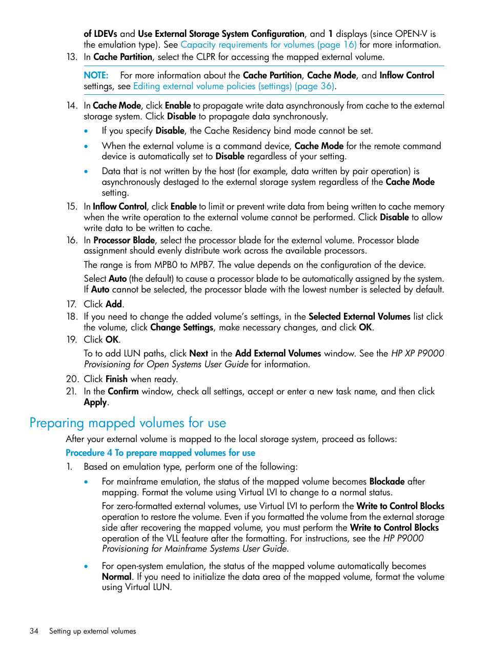 Preparing mapped volumes for use | HP XP P9500 Storage User Manual | Page 34 / 122