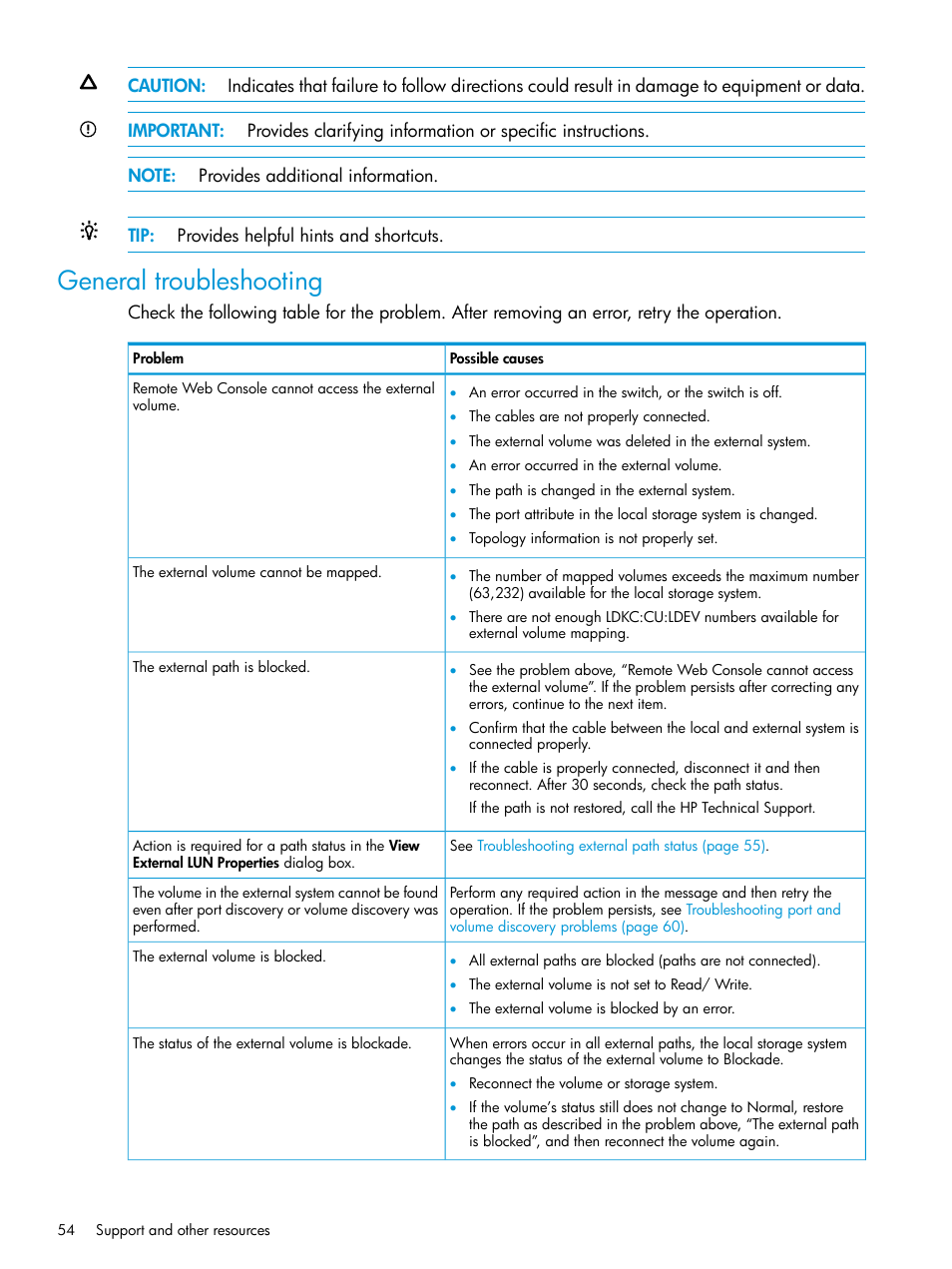 General troubleshooting | HP XP P9500 Storage User Manual | Page 54 / 122