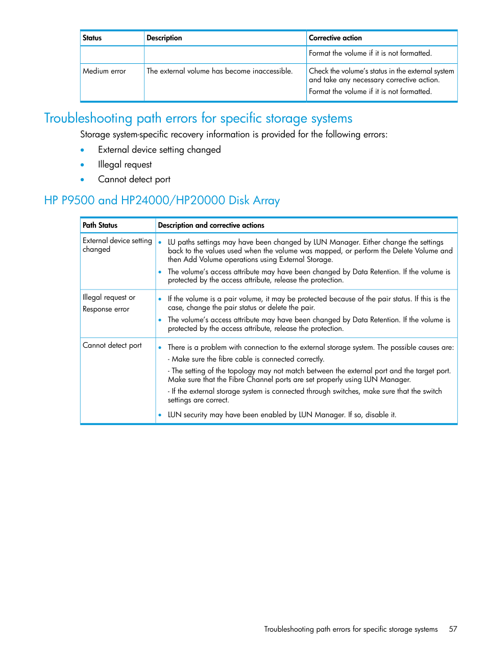 Hp p9500 and hp24000/hp20000 disk array | HP XP P9500 Storage User Manual | Page 57 / 122