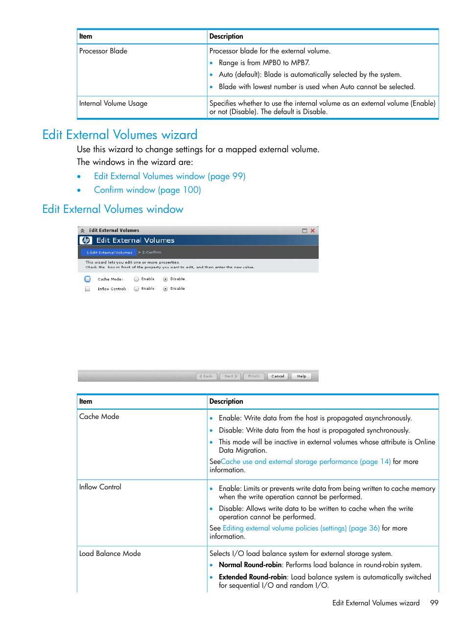 Edit external volumes wizard, Edit external volumes window | HP XP P9500 Storage User Manual | Page 99 / 122