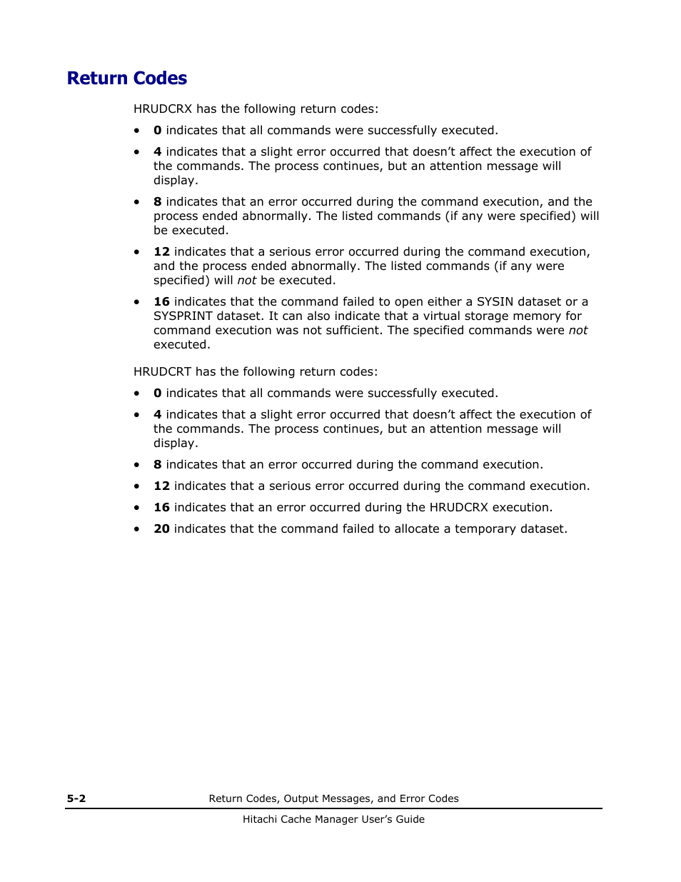 Return codes | HP XP Array Manager Software User Manual | Page 56 / 72