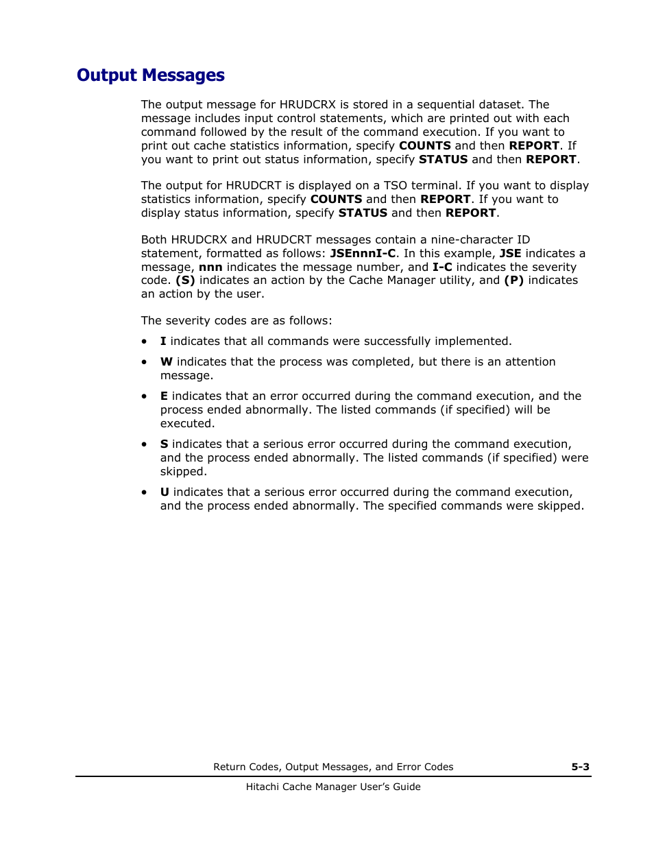 Output messages | HP XP Array Manager Software User Manual | Page 57 / 72