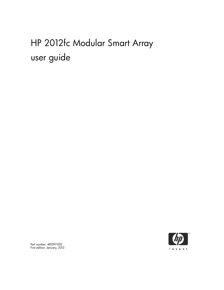 HP 2000fc Modular Smart Array User Manual | 88 pages