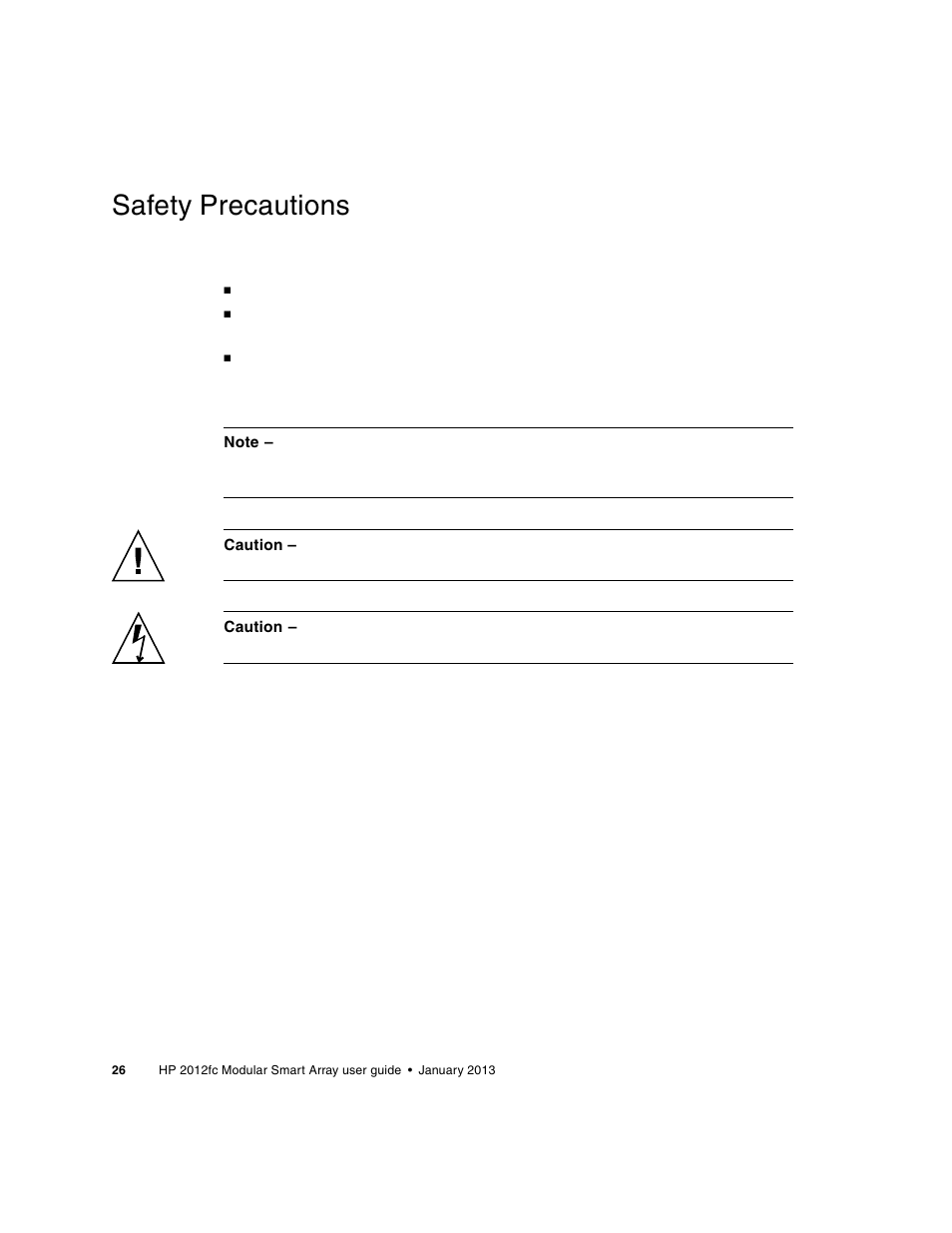 Safety precautions | HP 2000fc Modular Smart Array User Manual | Page 26 / 88