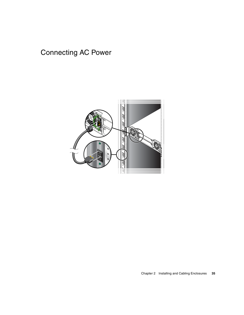 Connecting ac power | HP 2000fc Modular Smart Array User Manual | Page 35 / 88