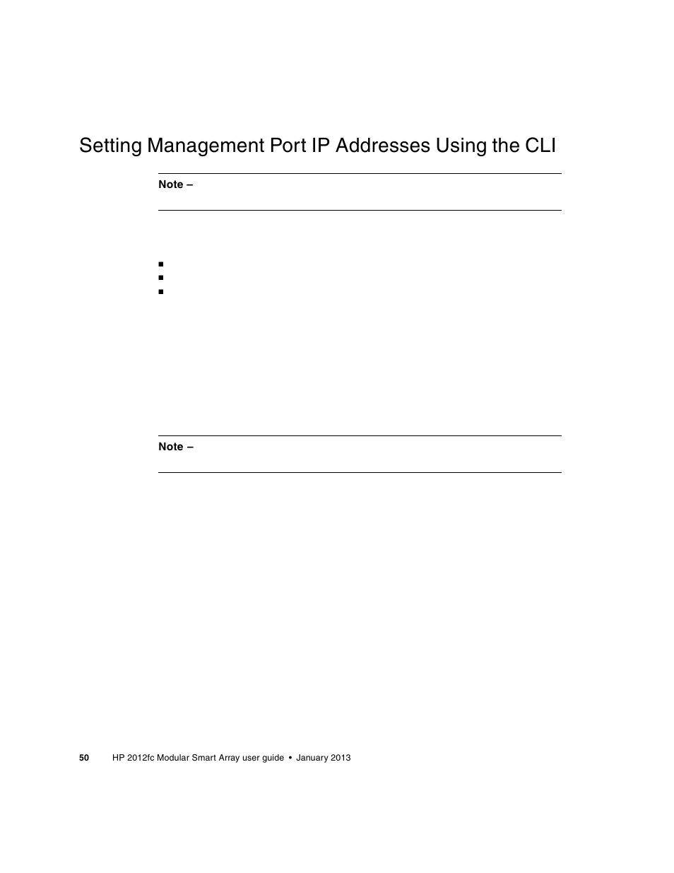 Setting management port ip addresses using the cli | HP 2000fc Modular Smart Array User Manual | Page 50 / 88