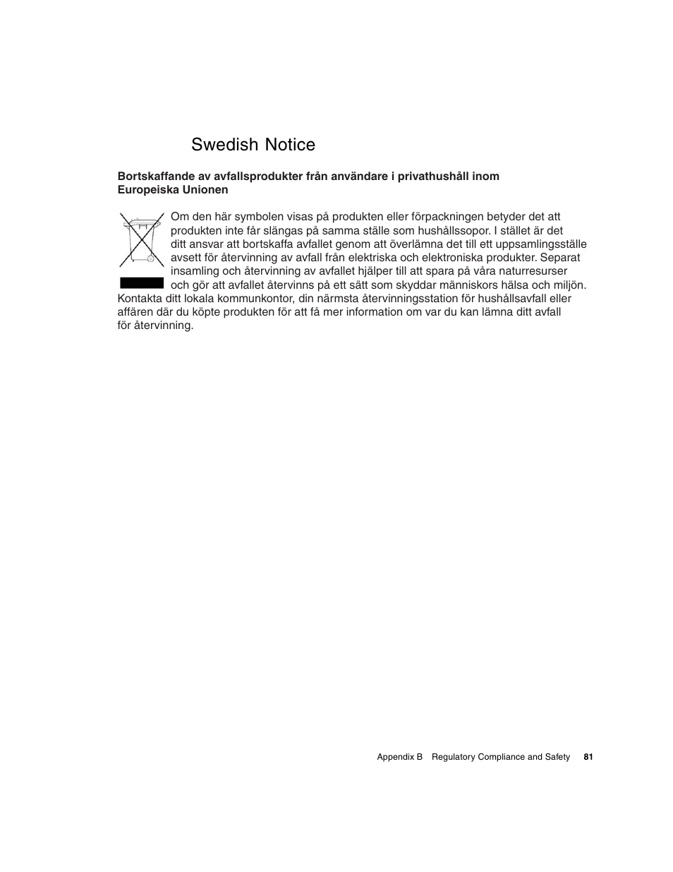 Swedish notice | HP 2000fc Modular Smart Array User Manual | Page 81 / 88