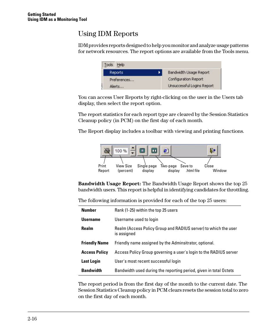 Using idm reports, Using idm reports -16 | HP Identity Driven Manager Software Series User Manual | Page 34 / 88