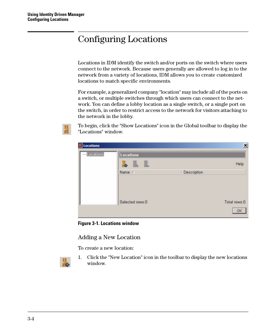 Configuring locations, Configuring locations -4 | HP Identity Driven Manager Software Series User Manual | Page 42 / 88