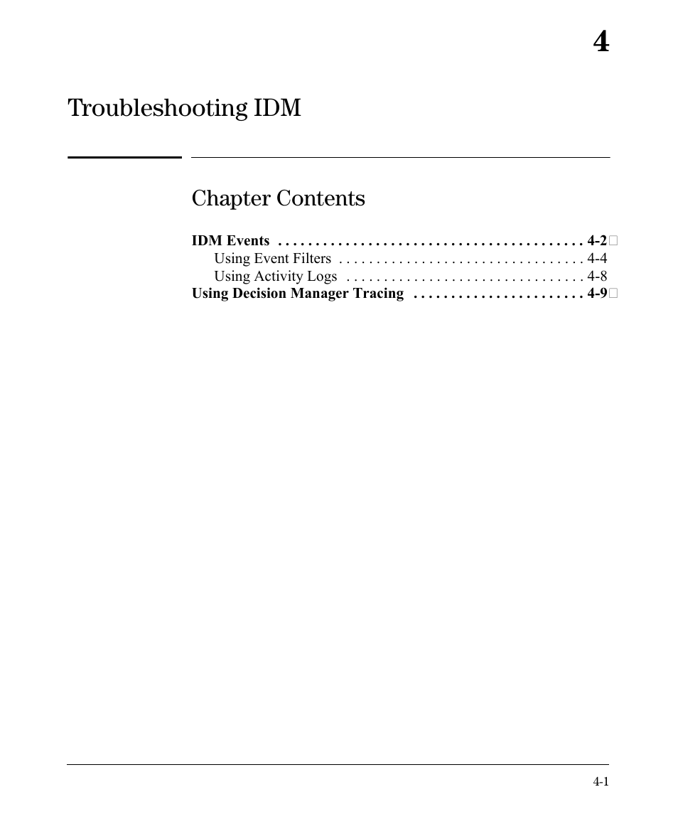 Chapter 4. troubleshooting idm, Chapter contents, Troubleshooting idm | HP Identity Driven Manager Software Series User Manual | Page 69 / 88