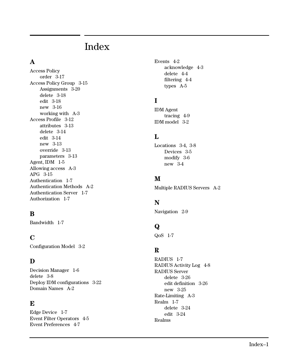 Index | HP Identity Driven Manager Software Series User Manual | Page 85 / 88