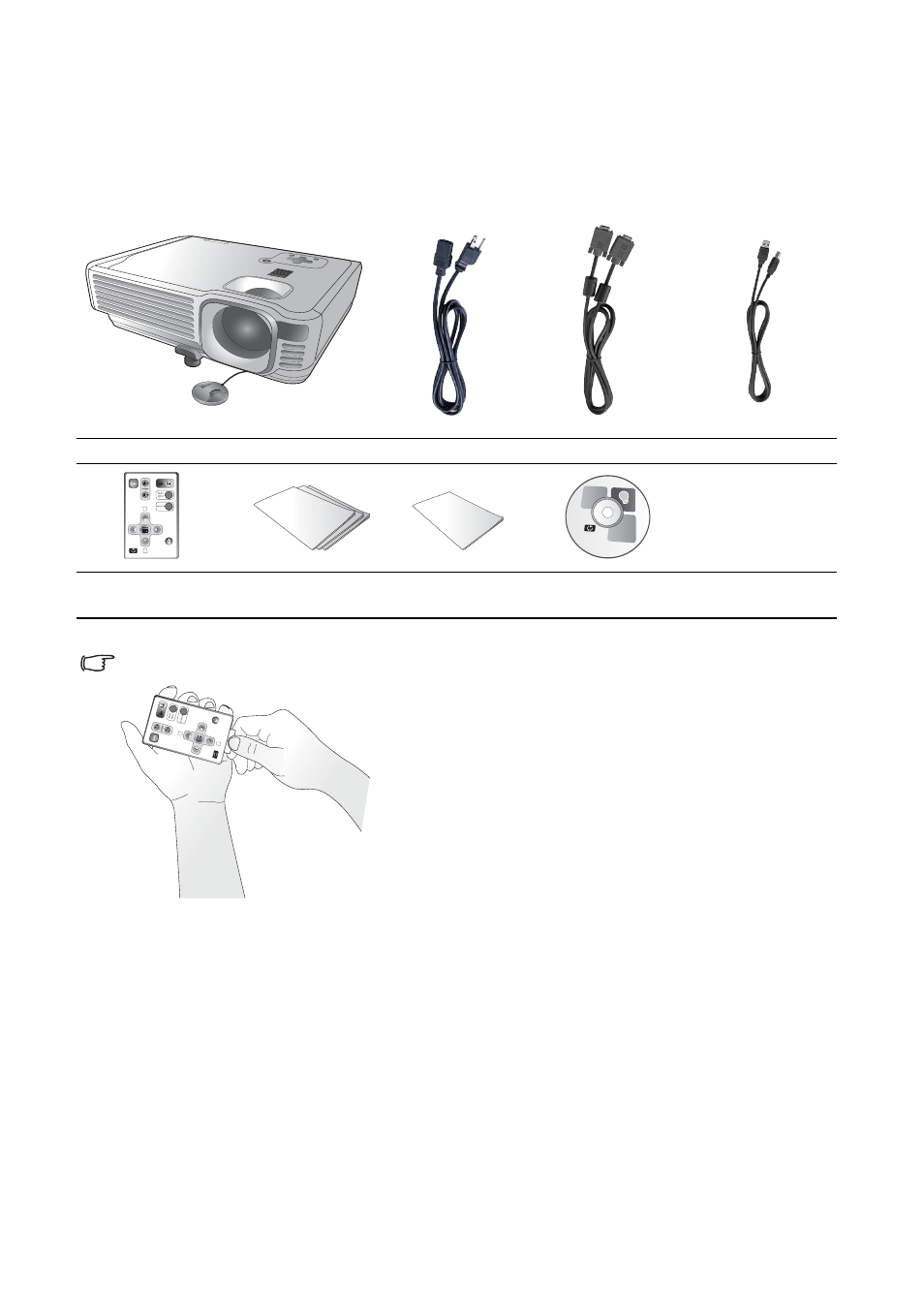 Shipping contents | HP vp6210 Digital Projector User Manual | Page 8 / 41