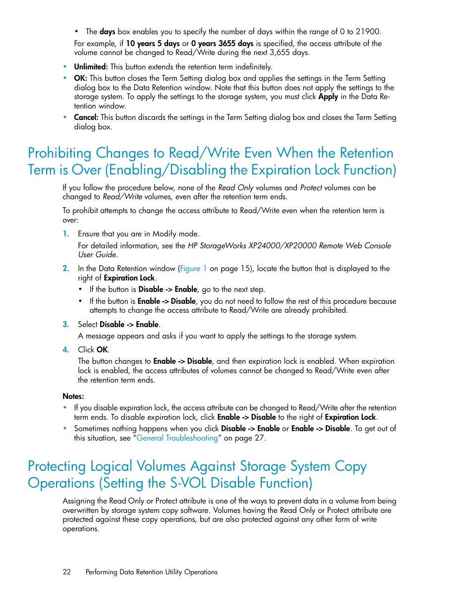 Prohibiting changes to read/write even when the, S-vol disable function) | HP XP Array Manager Software User Manual | Page 22 / 38