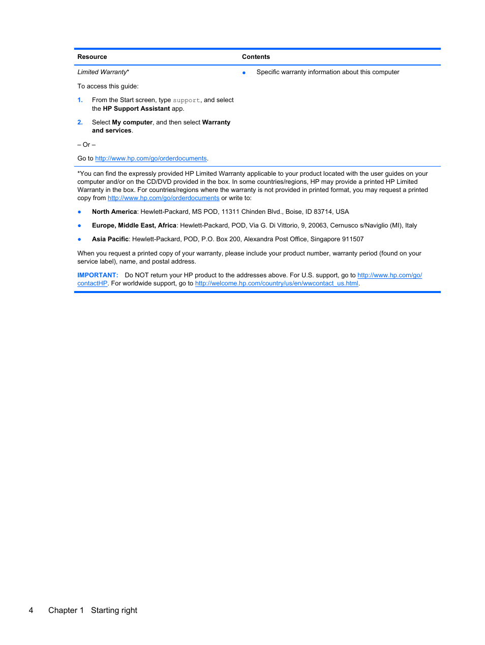 4chapter 1 starting right | HP Pavilion TouchSmart 14-n014nr Notebook PC User Manual | Page 14 / 83