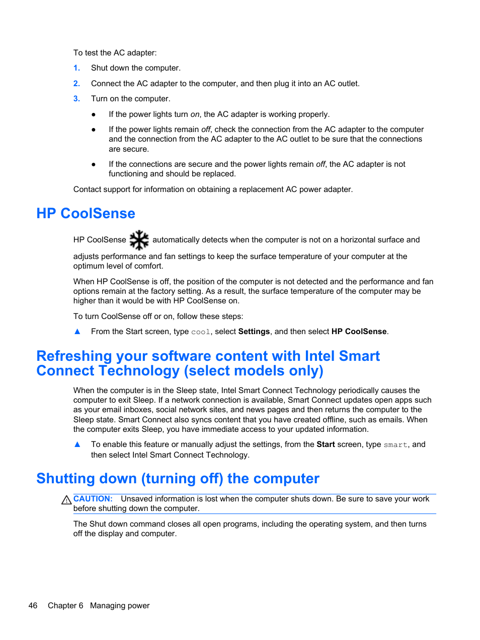 Hp coolsense, Shutting down (turning off) the computer | HP Pavilion TouchSmart 14-n014nr Notebook PC User Manual | Page 56 / 83