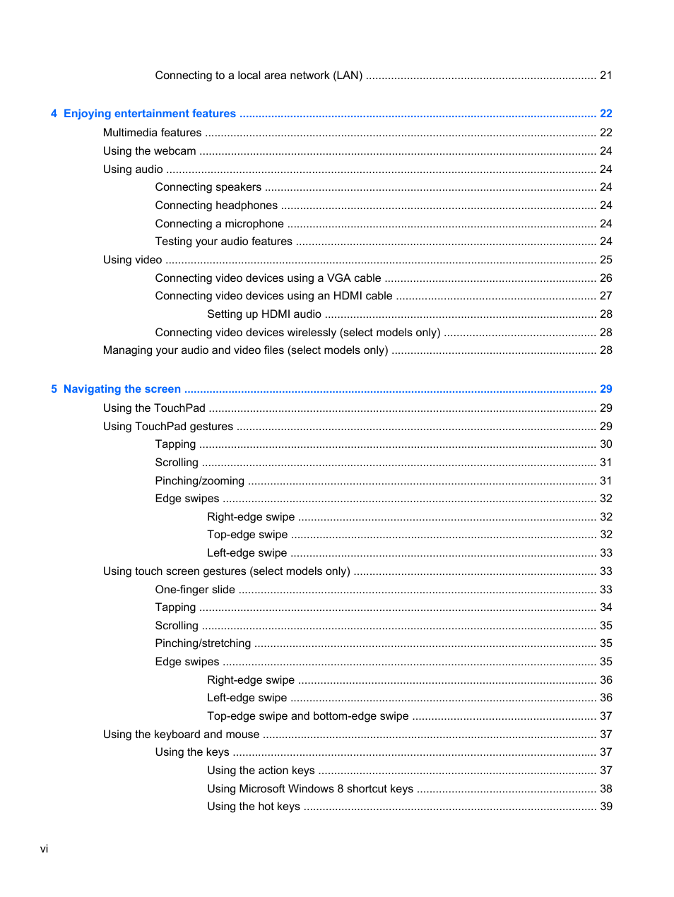 HP Pavilion TouchSmart 14-n014nr Notebook PC User Manual | Page 6 / 83
