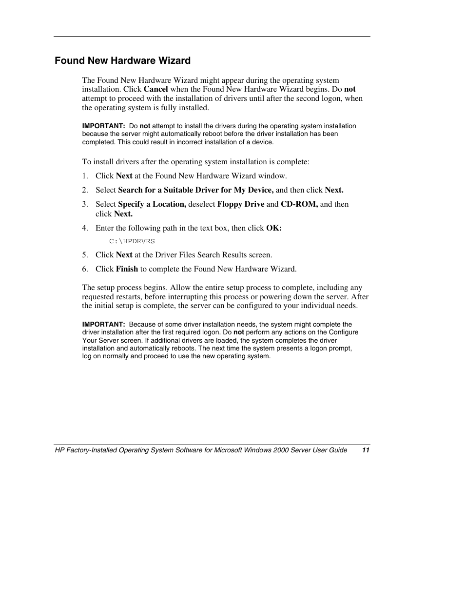 Found new hardware wizard | HP ProLiant ML150 Server User Manual | Page 11 / 23