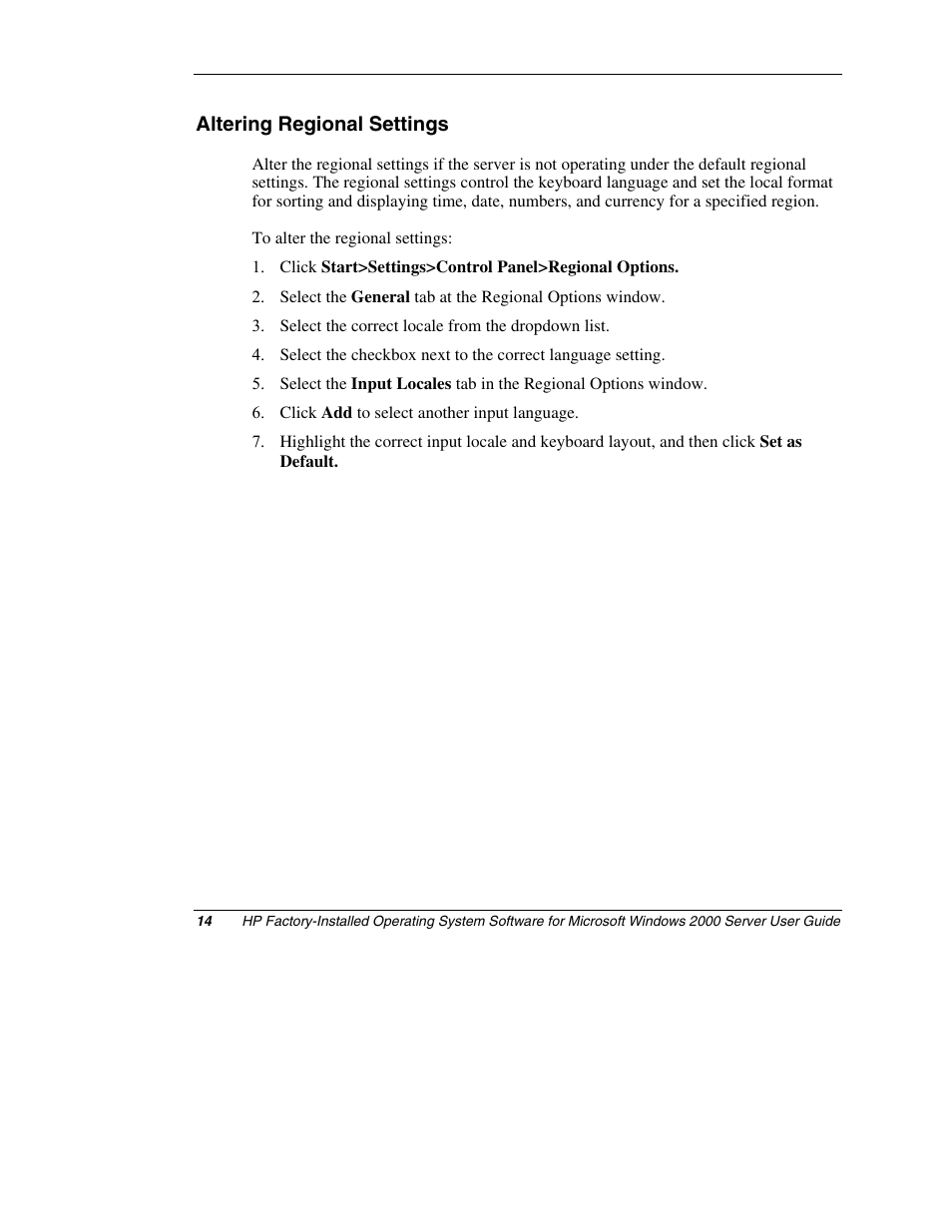 Altering regional settings | HP ProLiant ML150 Server User Manual | Page 14 / 23