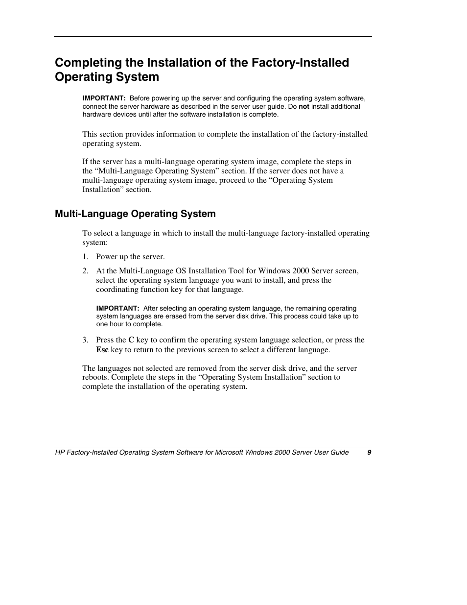 Multi-language operating system | HP ProLiant ML150 Server User Manual | Page 9 / 23