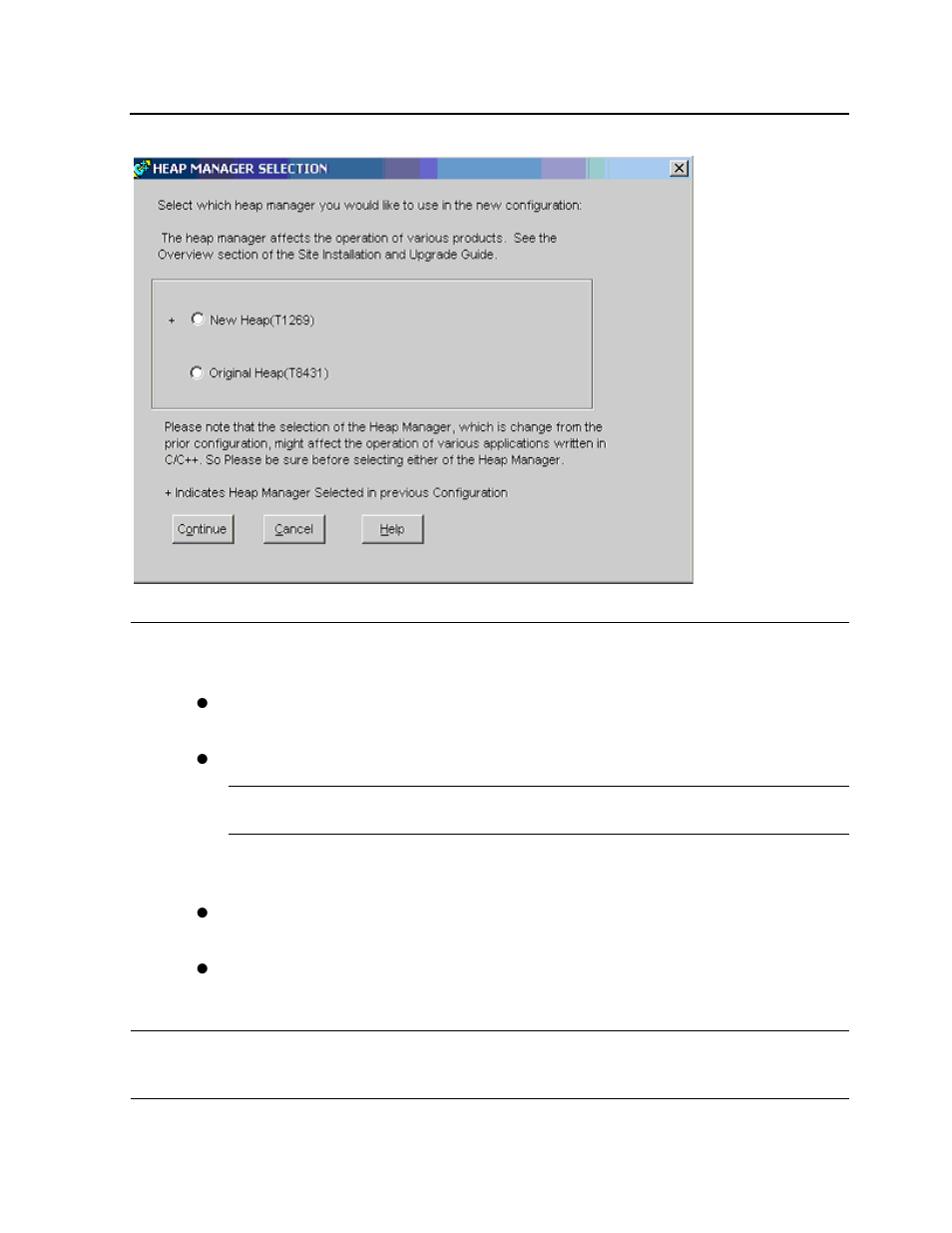 Figure 8-2, Heap manager selection dialog box | HP Integrity NonStop H-Series User Manual | Page 169 / 448