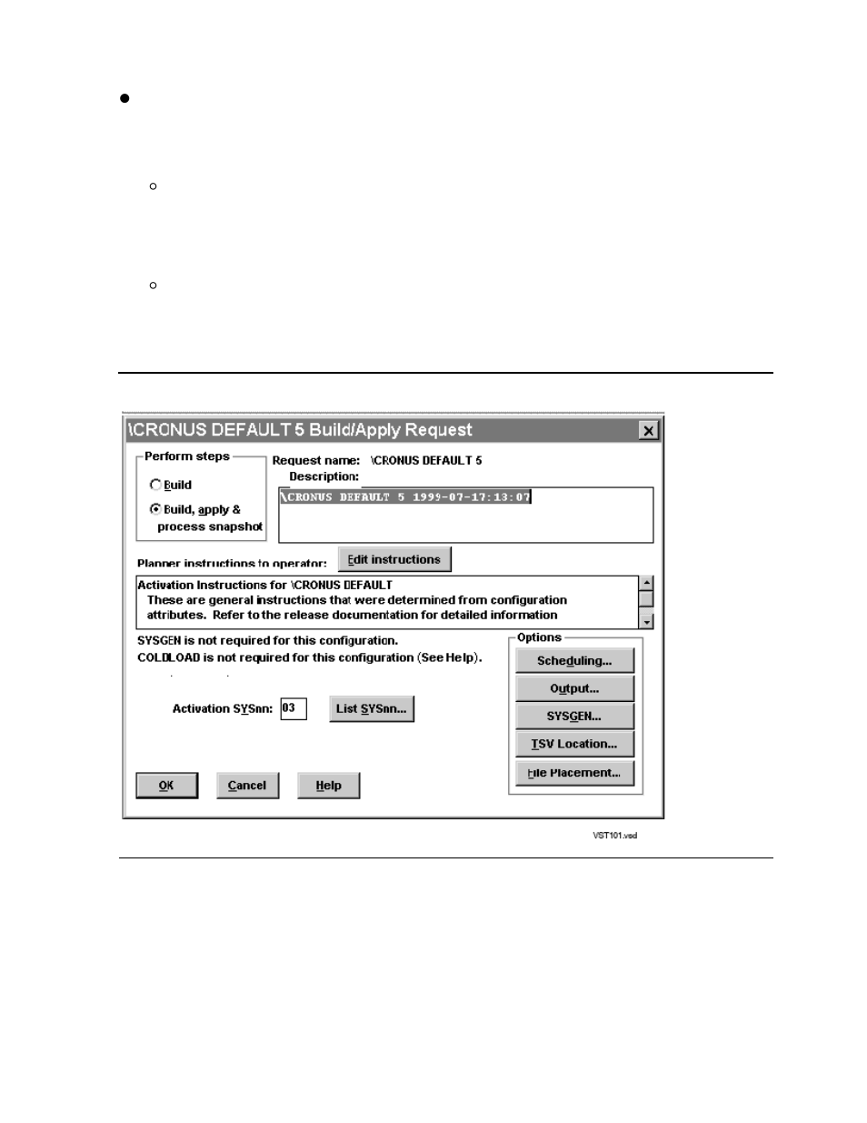 Figure 9-1, Build/apply request window | HP Integrity NonStop H-Series User Manual | Page 186 / 448