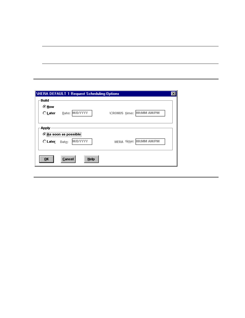 Checking requests, Displaying the request window, Figure 16-1 | Request scheduling options dialog box, View other options, see, Ing options dialog box. see | HP Integrity NonStop H-Series User Manual | Page 286 / 448