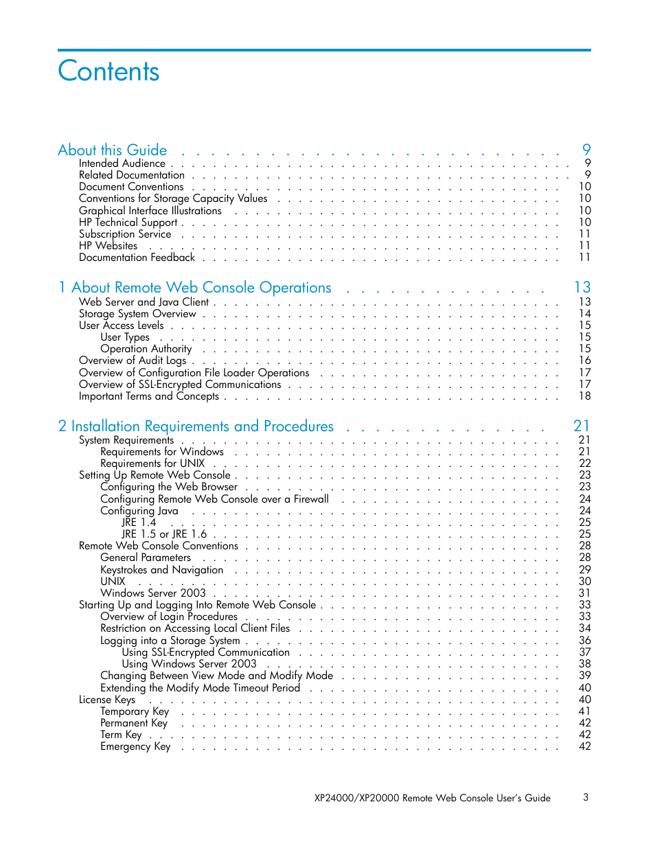 HP XP20000XP24000 Disk Array User Manual | Page 3 / 108