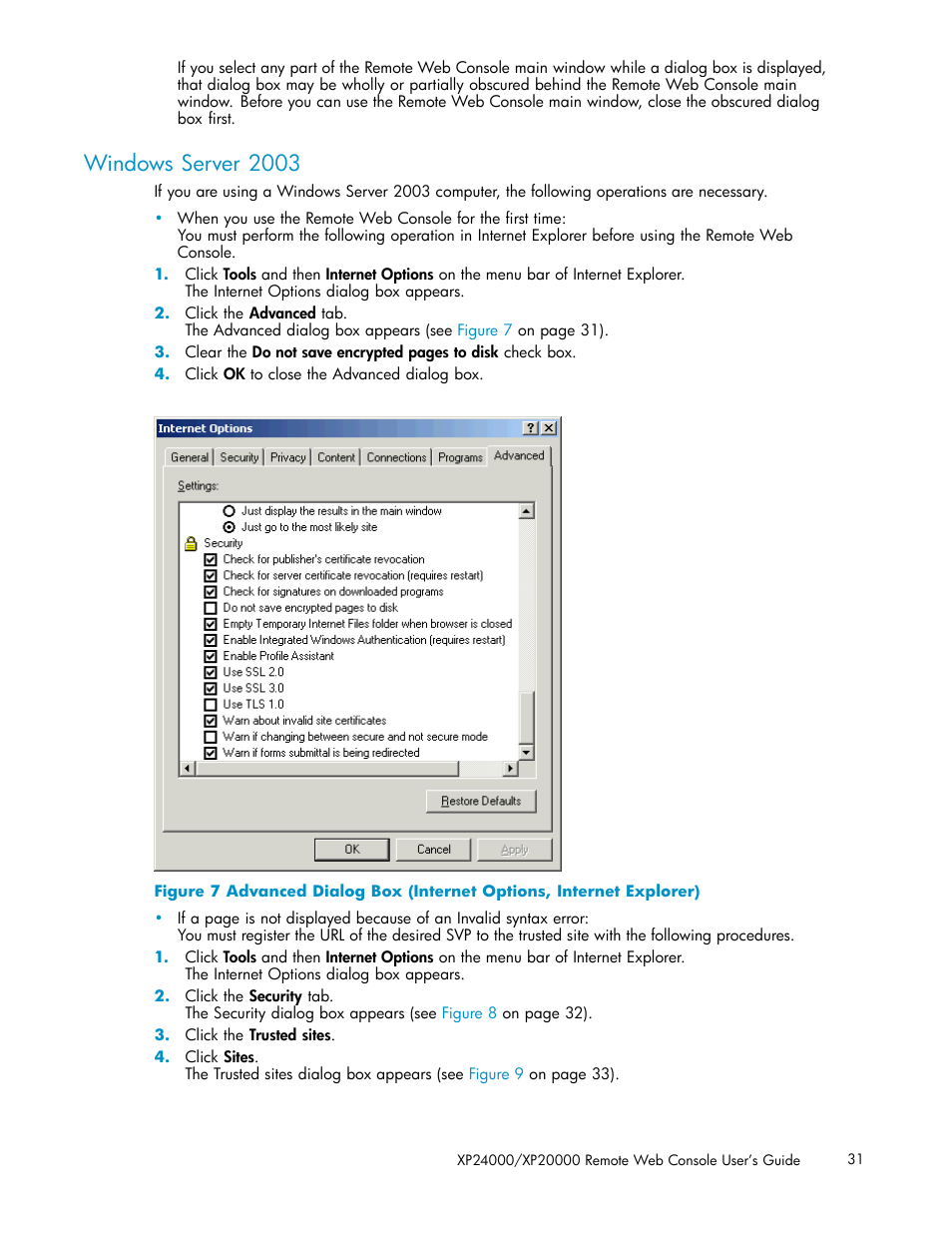 Windows server 2003 | HP XP20000XP24000 Disk Array User Manual | Page 31 / 108