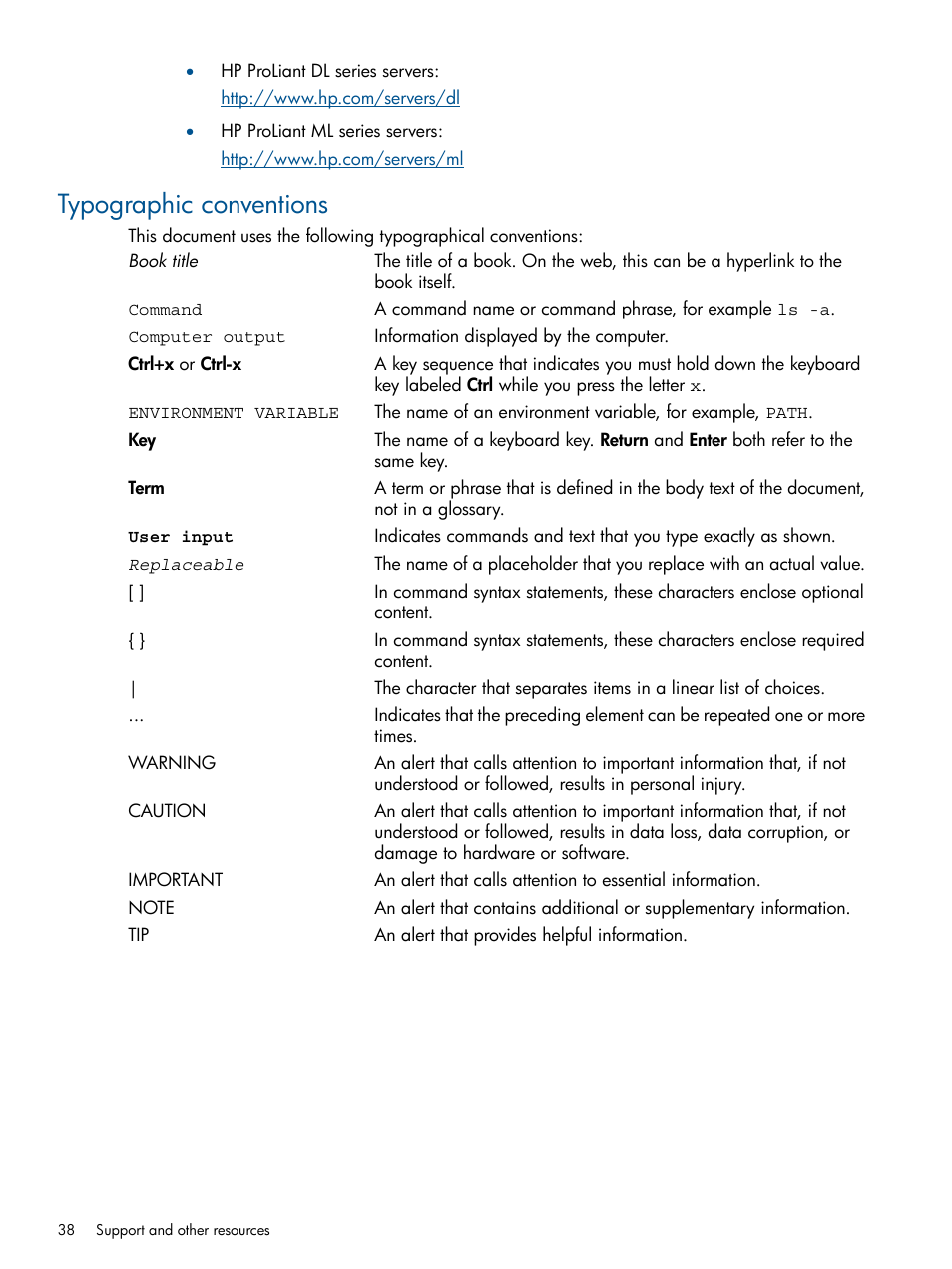 Typographic conventions | HP Insight Control Software for Linux User Manual | Page 38 / 43