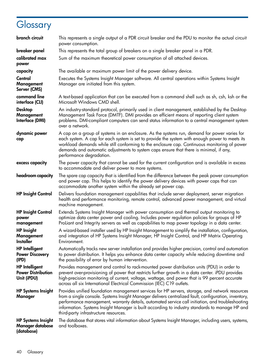 Glossary | HP Insight Control Software for Linux User Manual | Page 40 / 43
