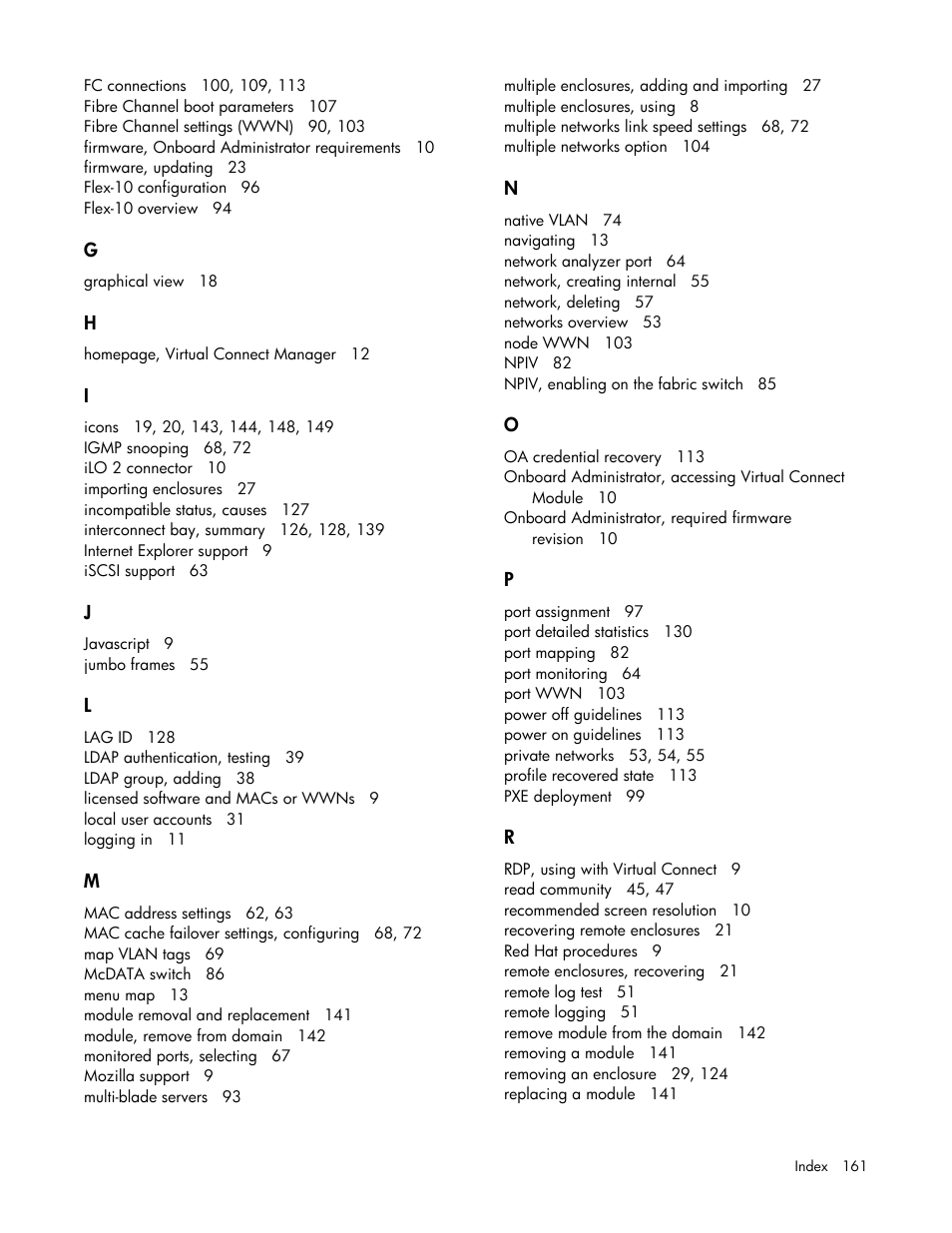 HP 1.10GB Virtual Connect Ethernet Module for c-Class BladeSystem User Manual | Page 161 / 162