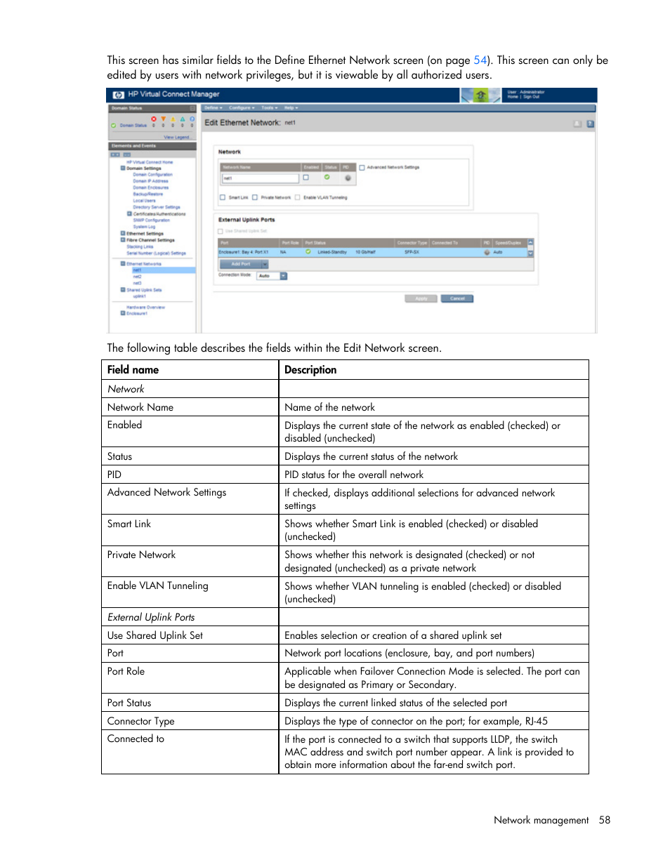 HP 1.10GB Virtual Connect Ethernet Module for c-Class BladeSystem User Manual | Page 58 / 162