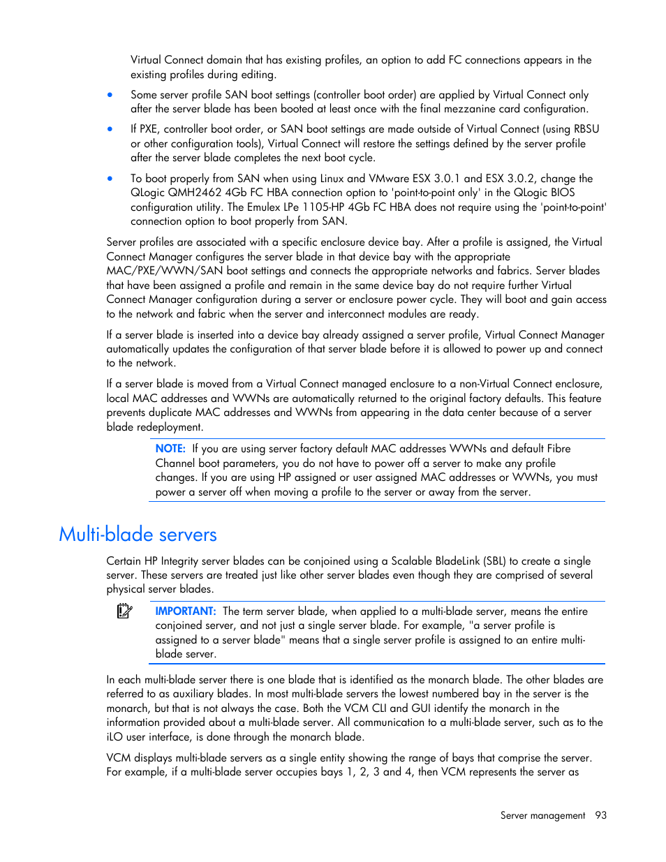 Multi-blade servers | HP 1.10GB Virtual Connect Ethernet Module for c-Class BladeSystem User Manual | Page 93 / 162