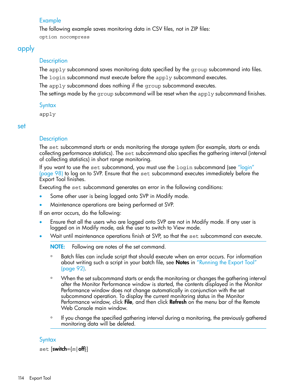 Apply, Apply set | HP XP RAID Manager Software User Manual | Page 114 / 205